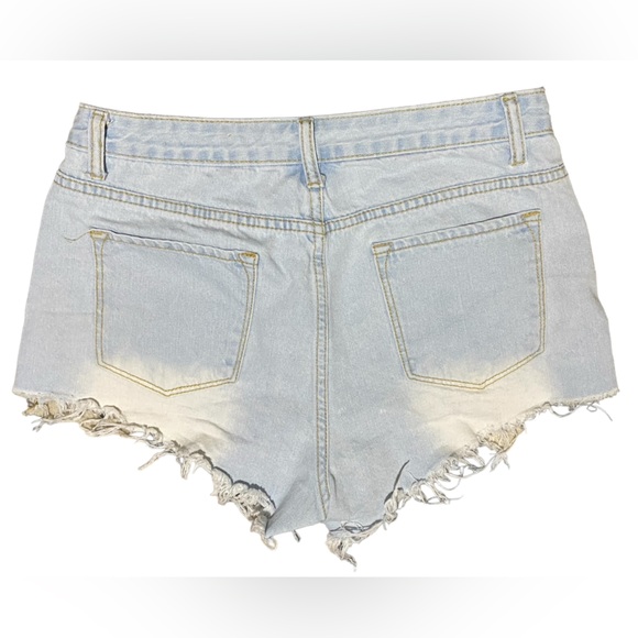 Denim shorts Distressed Raw hem light blue woman Short Shorts SHEIN size M - Picture 3 of 4
